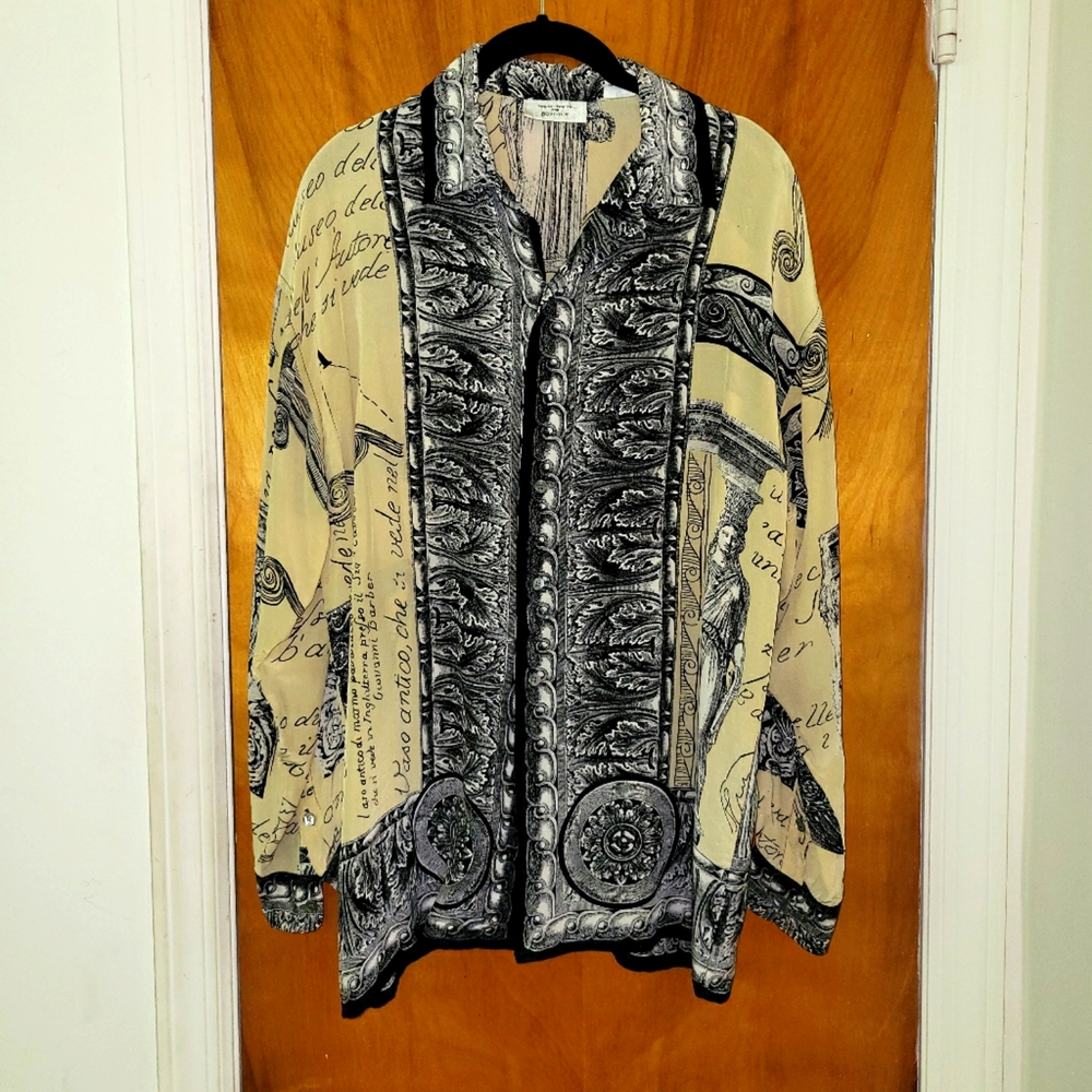 Timney Fowler for Go Silk Vintage Silk Roman Print Blouse/Shirt M